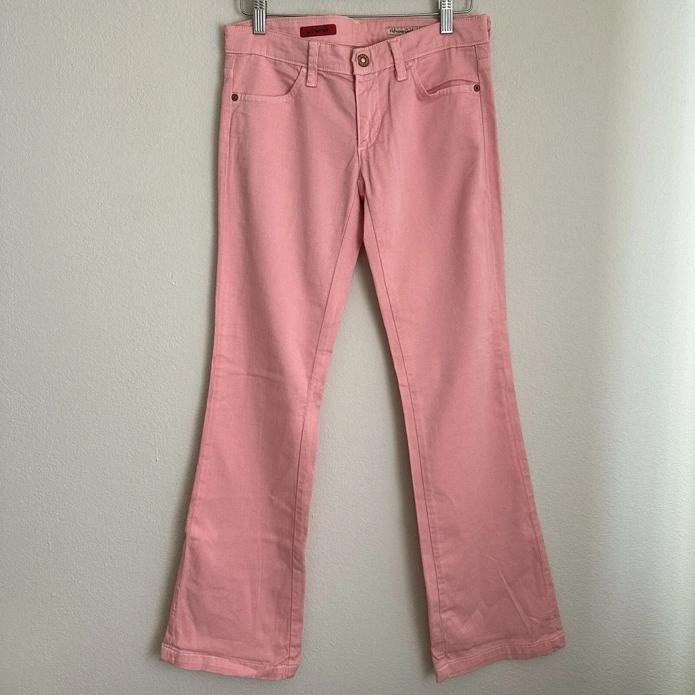AG Adriano Goldschmied The Dietrich Flare Jeans Womens 26R Pink Low Rise Stretch